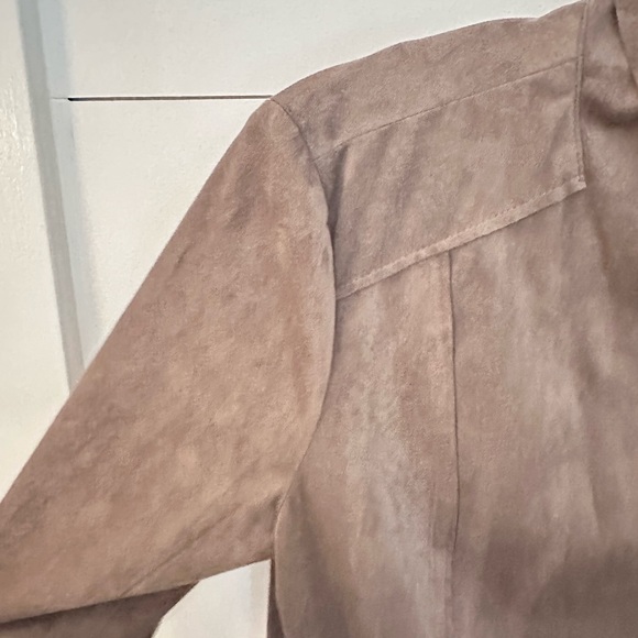 KUT FROM THE KLOTH M Moto mocha faux suede drape jacket shabby chic boho - Picture 7 of 14